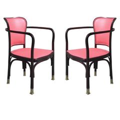 Pair of Gustav Siegel Secession Armchairs 8