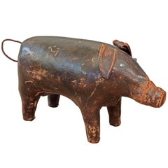 Vintage Hand-Stitched A&F Leather Pig, 1960s