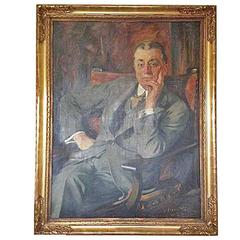"Executive" Antique Oil Painting Signed by Masolle 8