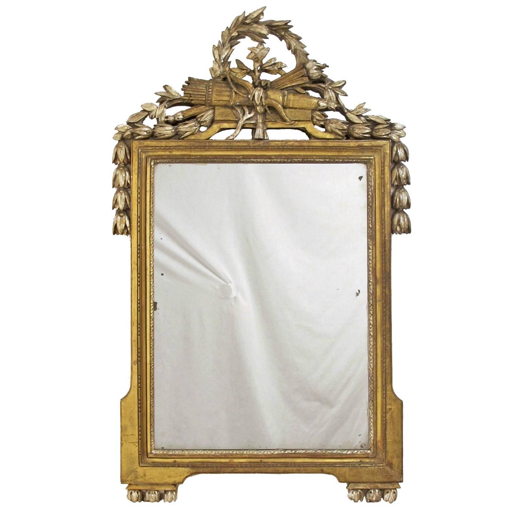 French 18th Century Louis XV White Gold Gilt Mirror