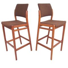 Pair of Danish Modern Teak Stools 4