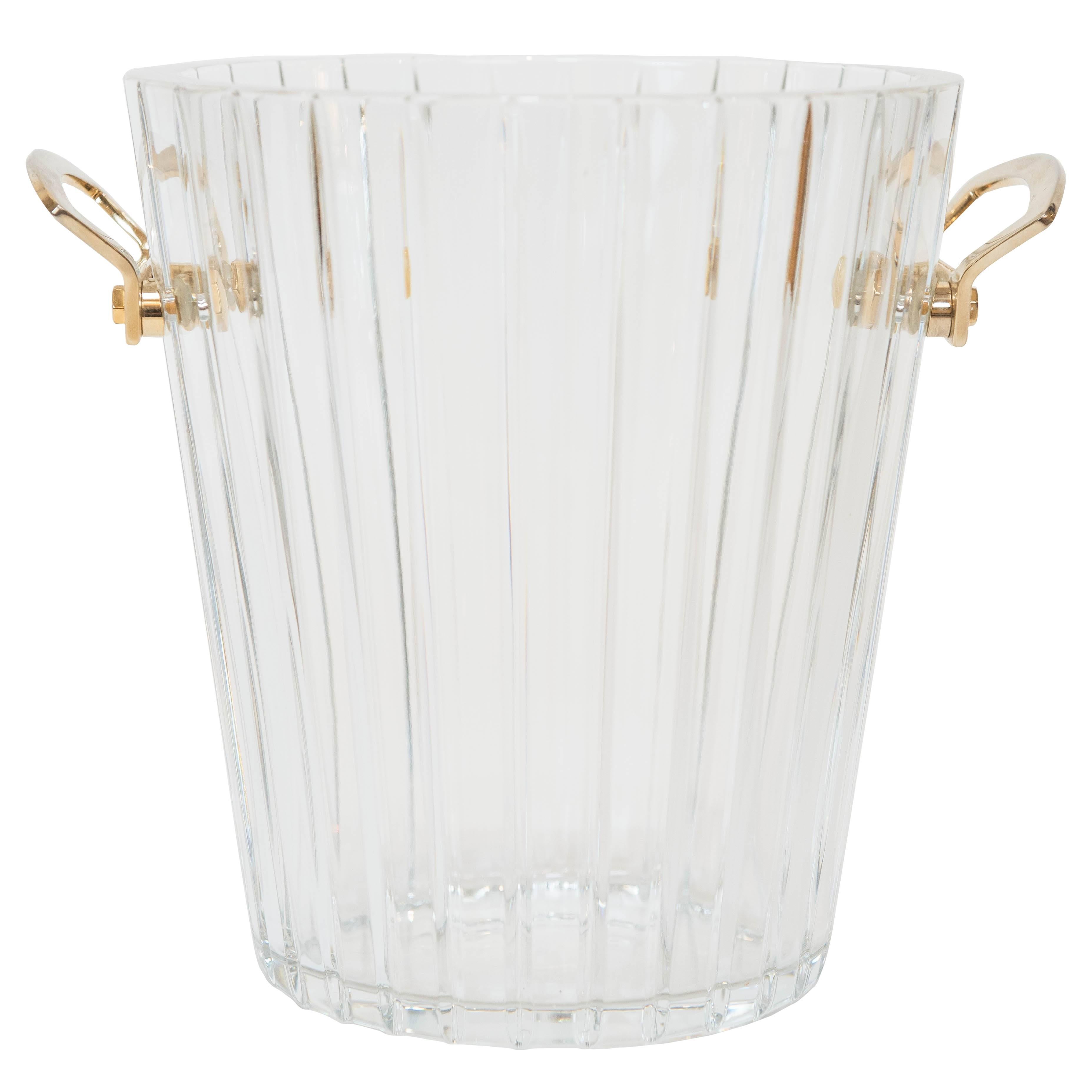 Baccarat Crystal Champagne Bucket with "Gold" Handles