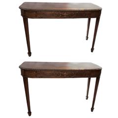 Handsome Federal Pair of Carved English Consoles Tables Servers Duncan Phyfe