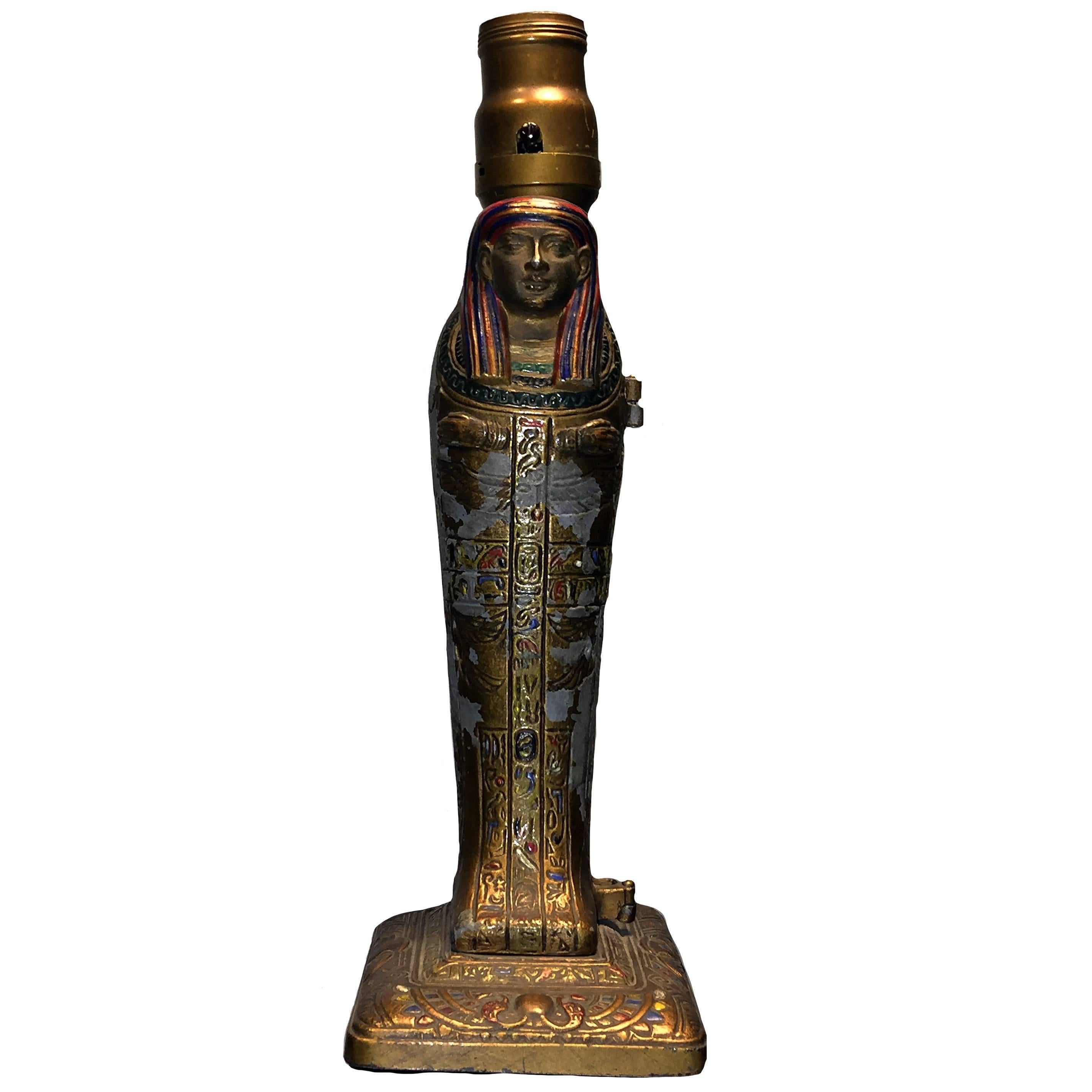 Interesting Art Deco Naughty Nude Egyptian Sarcophagus Lamp For Sale