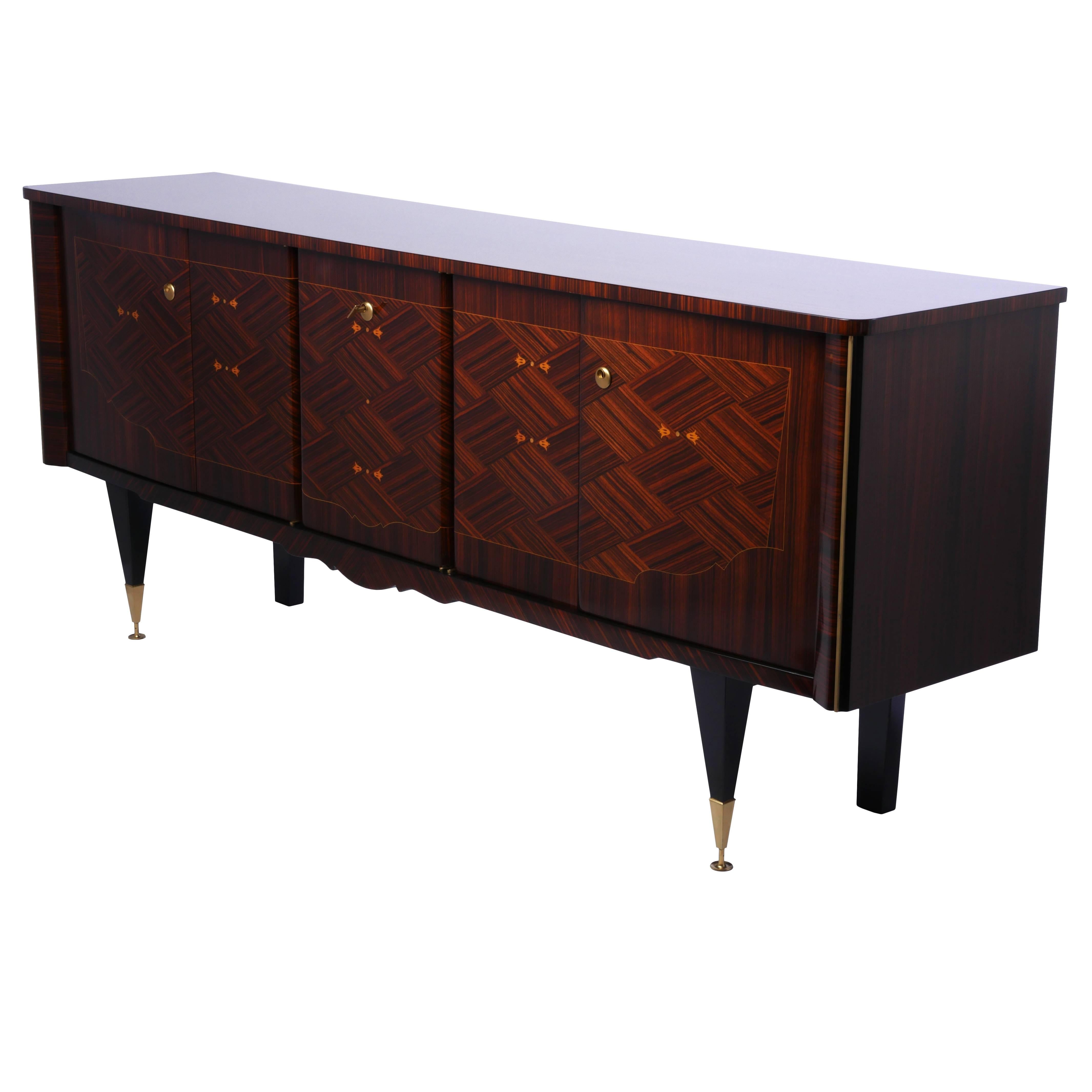 Chic French Art Deco Buffet or Sideboard in Macassar Ebony