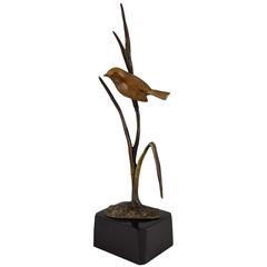 French Art Deco Bronze Bird Sculpture by Irenee Rochrd, 1930