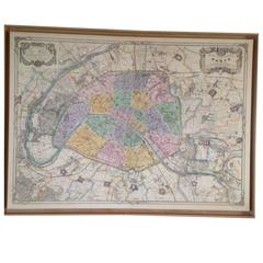 Antique 19th Century Map of Paris