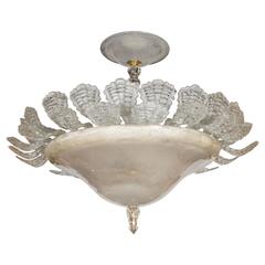 Murano Glass Dome Chandelier with Textured Foliate Detailing by Barovier e Toso