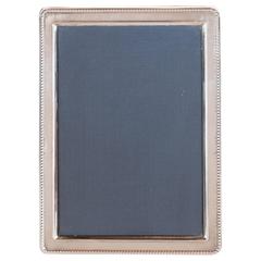Vintage Mid-Century Modernist Sterling Silver Photo Frame with Beaded Detail Border