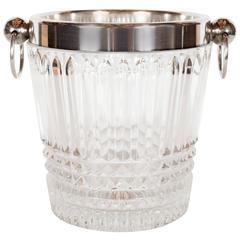 Mid-Century Cut Crystal and Silver Plate Champagne or Ice Bucket