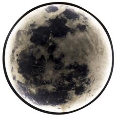 Contemporary Blackened Steel and Glass Wall-Mounted Moon Light