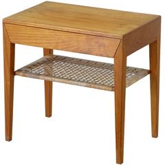 1960s Scandinavian Modern Teak and Cane Side Table
