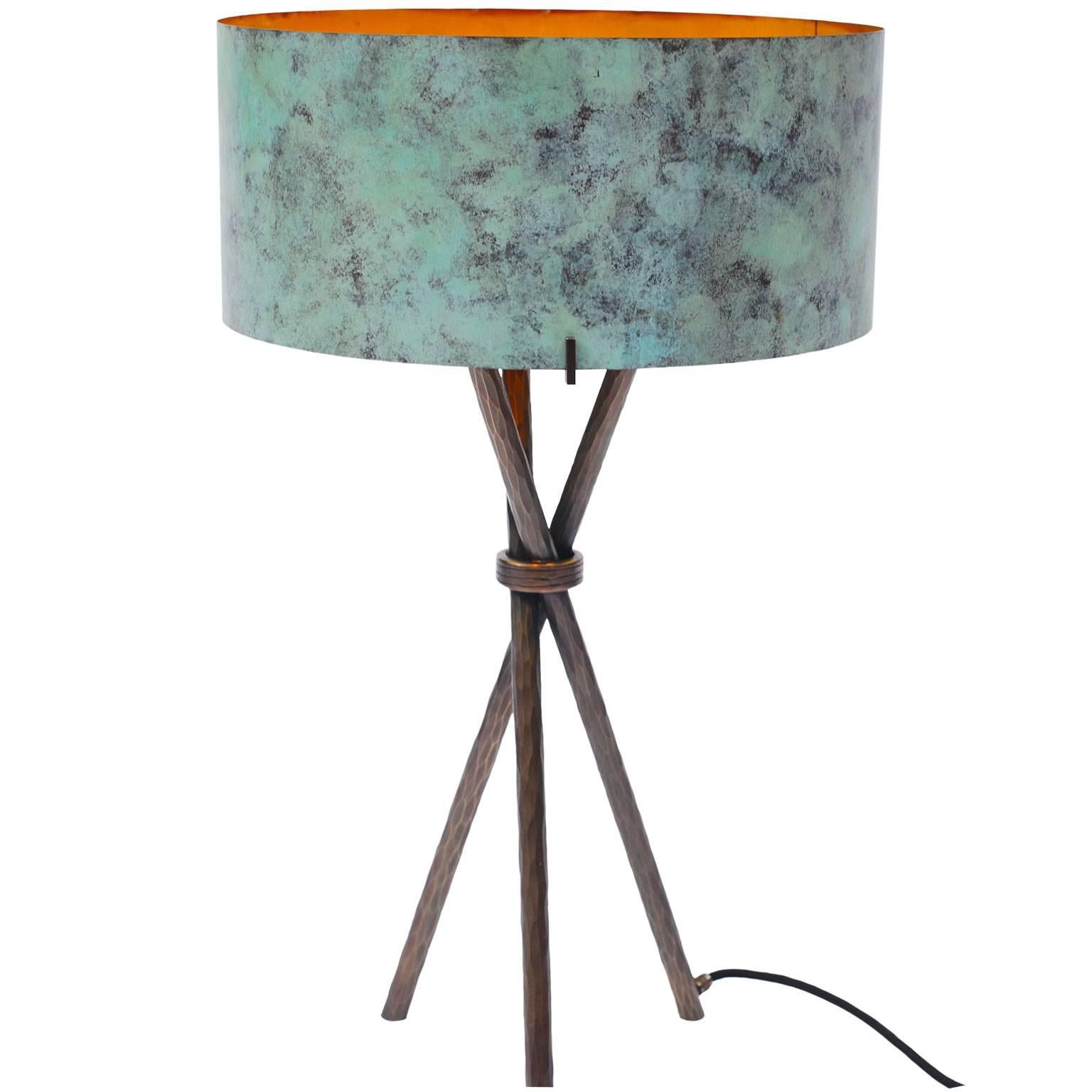 Green Table Lamp in Bronze by Atelier Stefan Leo