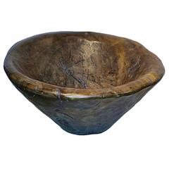 Large Carved Teak Wood Bowl