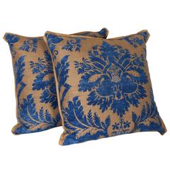 Vintage A Pair of Fortuny Fabric Cushions in the Glicine Pattern