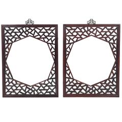 Pair of Chinese Fretwork Mirrors 1