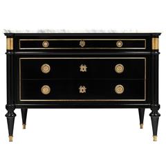 Antique French Louis XVI Carrara Marble-Top Commode