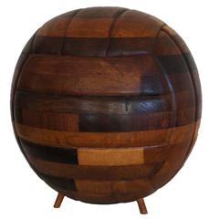 Unique Vintage 1960s Soccer Ball Football Made of Many Woodtypes 4
