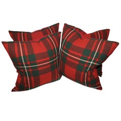 Vintage Pair of Plaid Wool Blanket Pillows