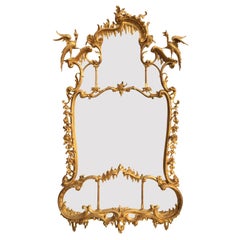 Antique Fine 19th Century Chippendale Style Gilt Wood Carved Mirror after Thomas Johnson
