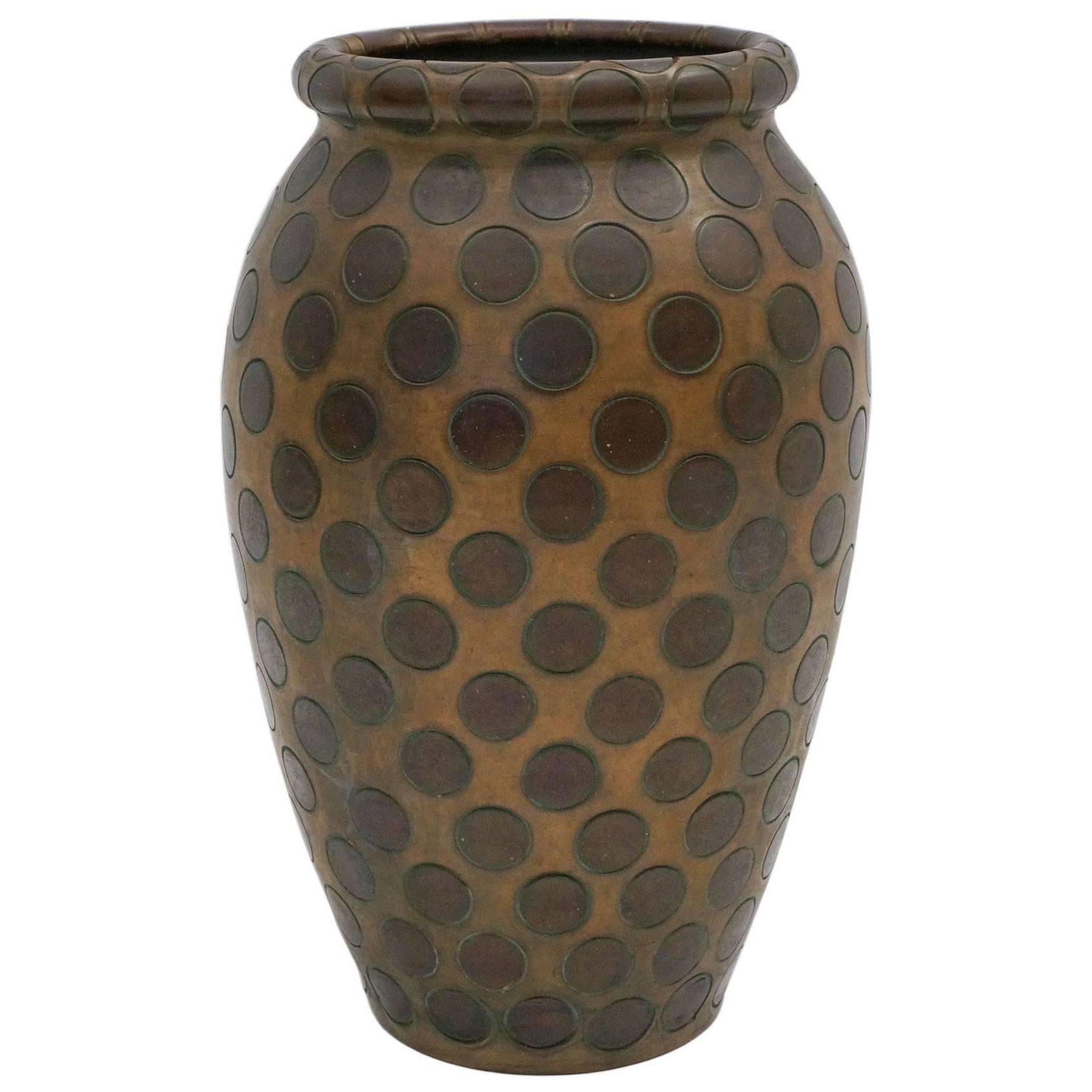 Large-Scale Ceramic Vase or Umbrella Stand with Dots by Zaccagnini For Sale