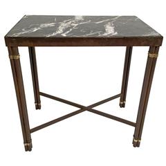 Modern Iron Frame with Nero Marquina Black Marble Top Garden Table