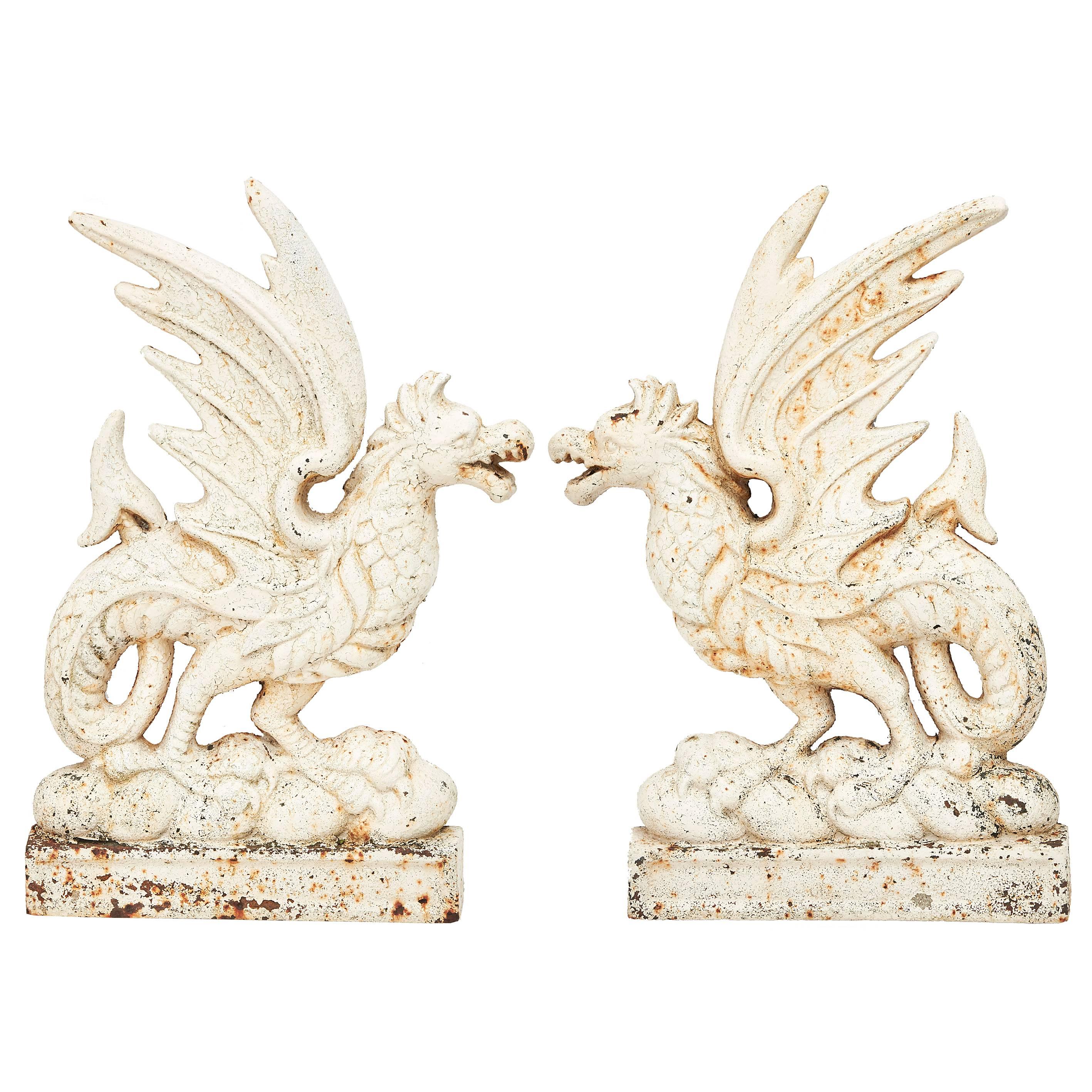Pair of Iron Bas-Relief Griffins, circa 1900 For Sale