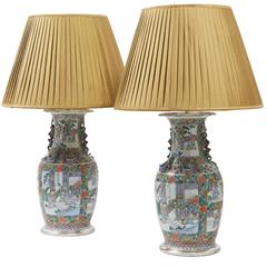 Pair of Chinese Famille Verte Porcelain Baluster Lamps, circa 1880 5