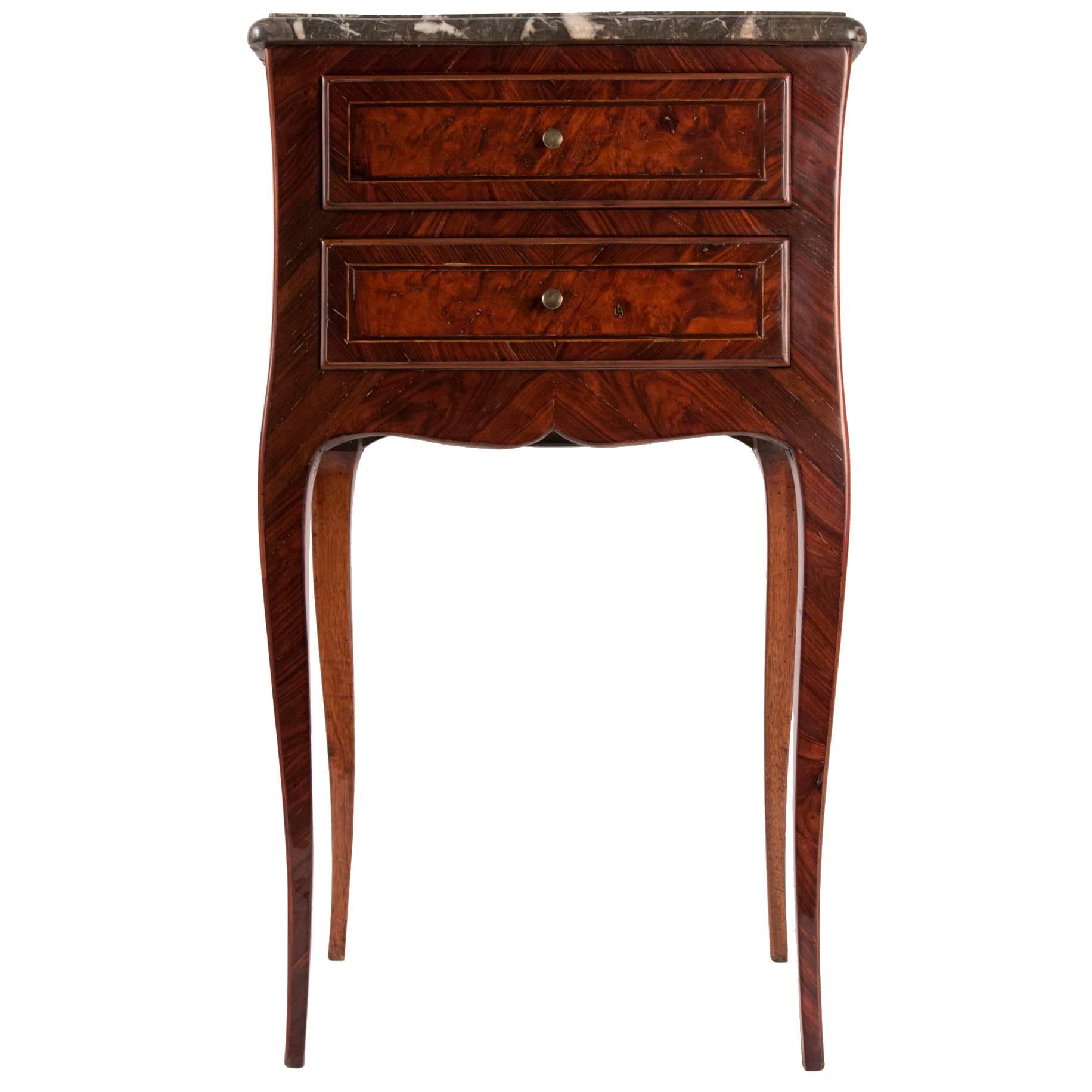 French Small Louis XV Style Serpentine Commode with Marble Top, circa 1820-1830 For Sale