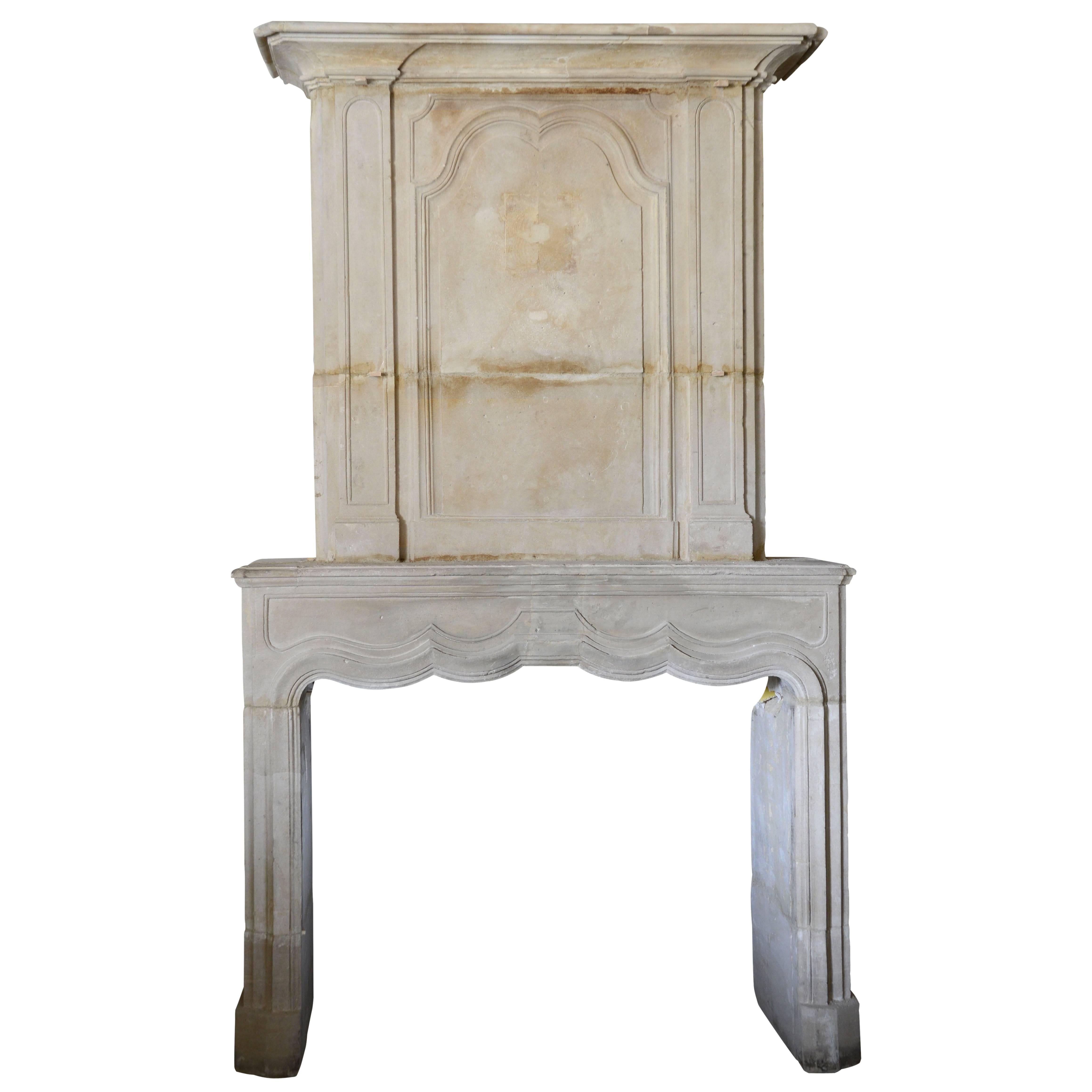 Louis XIV Period Burgundy Stone Fireplace, 18th Century For Sale