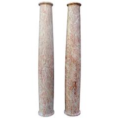 Important Pair of Languedoc Red Marble Column, 18th Century