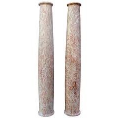 Important Pair of Languedoc Red Marble Column, 18th Century