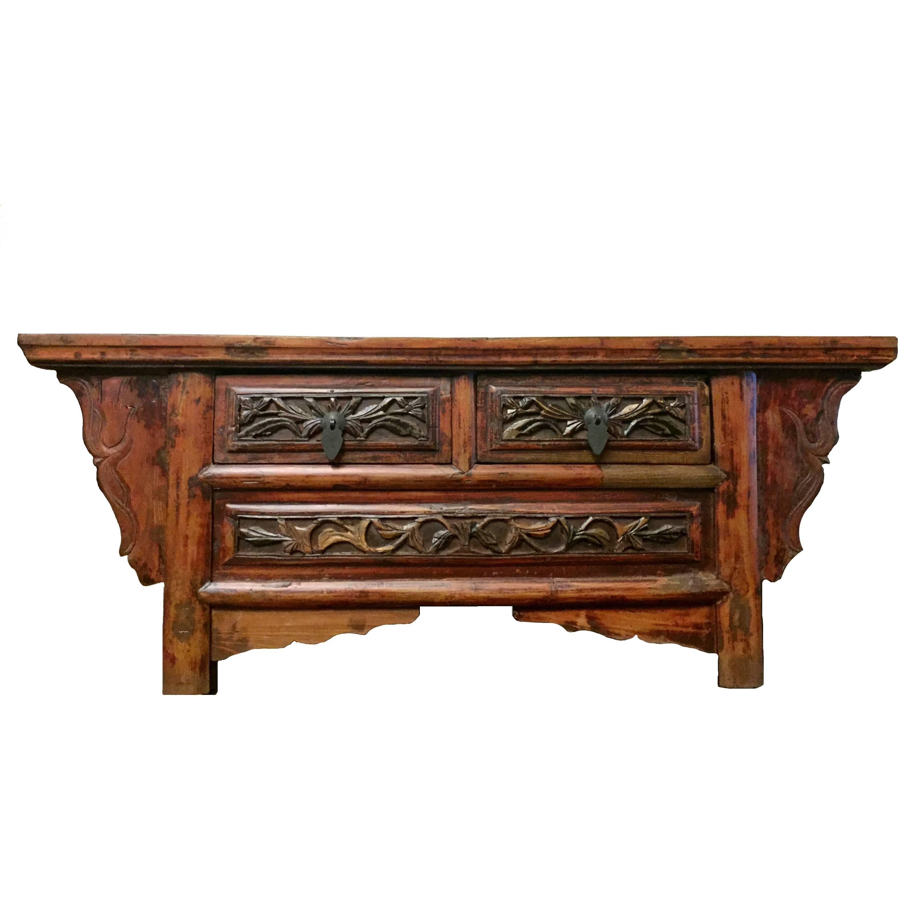 Carved Low Table, Meditation Table, Antique Chinese For Sale