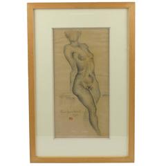 Marie Louise Simard Nude Female Study Pencil Drawing on Paper, 1934 12