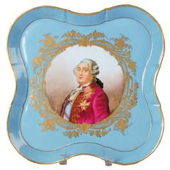 Antike Sèvres Louis XVI handbemalte Porzellan-Tablett-Platte
