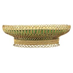 French, Provencial 19th Century Gilt Metal Fruit Basket, 'Tôle Painte'