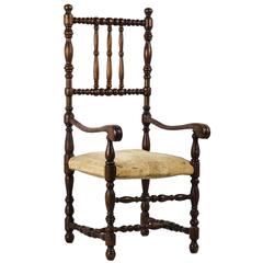 Louis XIII Style Doll's Walnut Open Armchair Furniture France 9