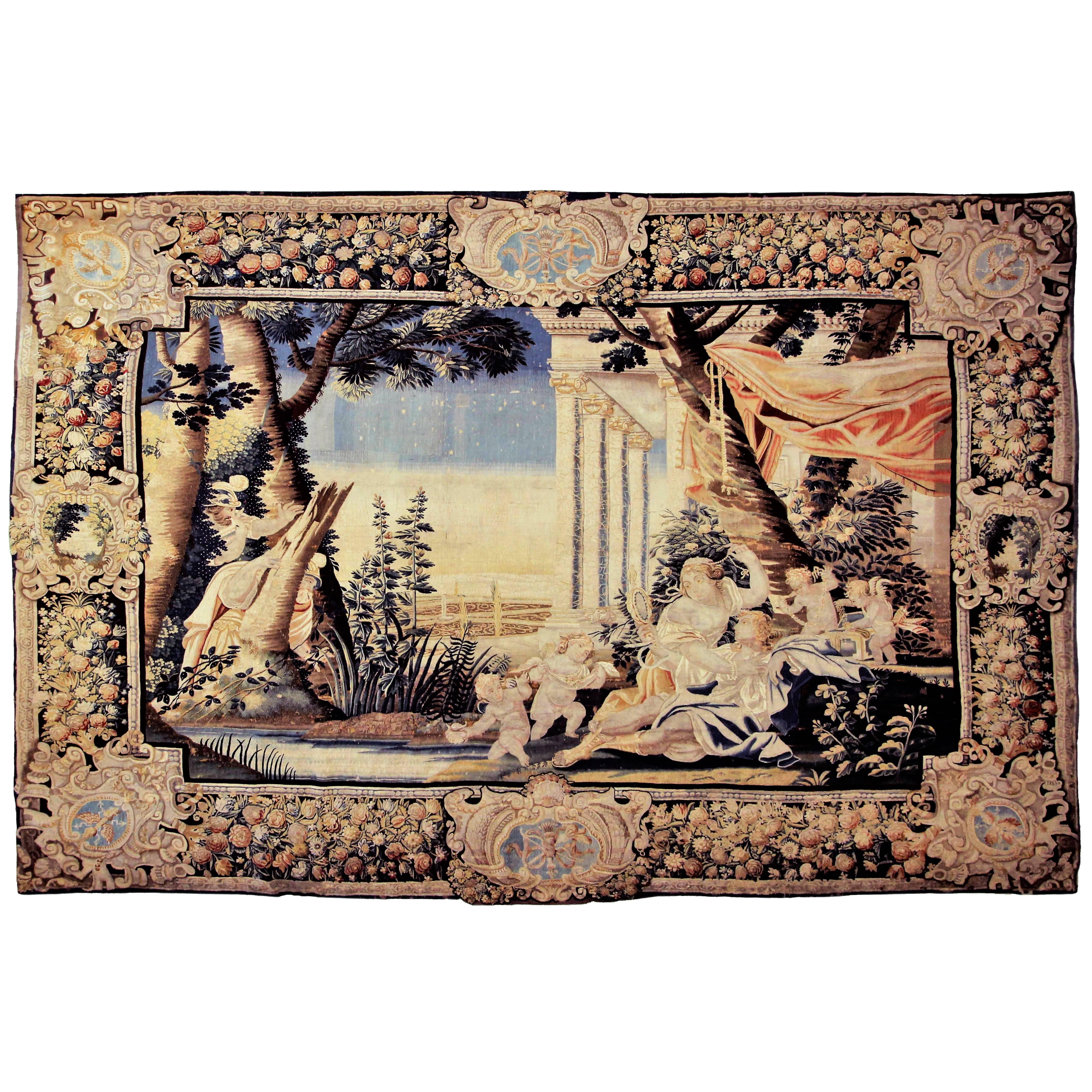 Tapestry, 17th Century, Factory of Paris, Knight Renaud and the Magician Armide For Sale