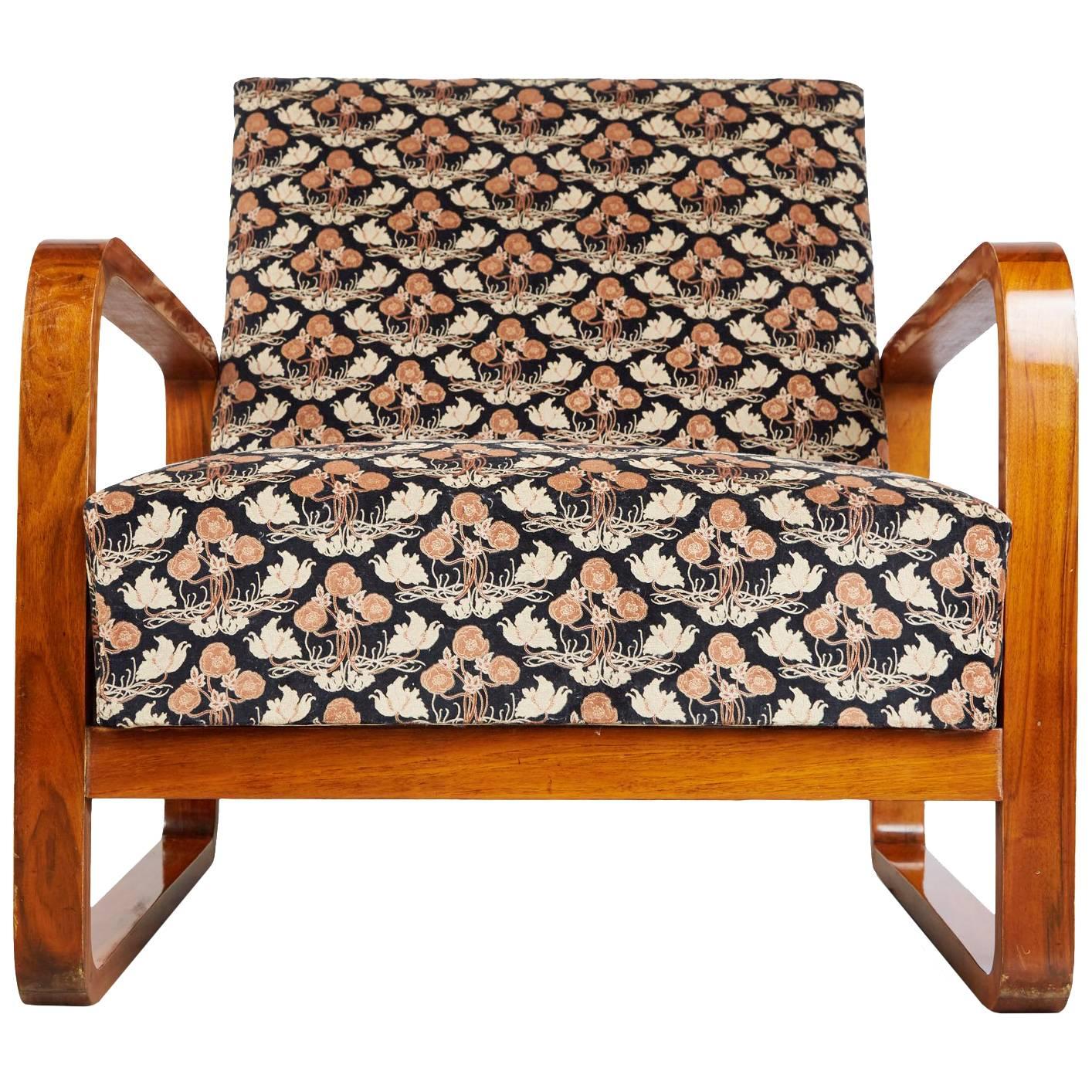 Art Deco Sleeper Armchair with Fabric Attributed to William Morris, circa 1920