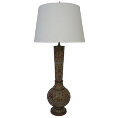 Elegant Cloisonné with Floral Motif Table or Floor Lamp