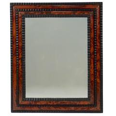 Rectangular Ebonized and Faux Tortoiseshell Ripple Frame Mirror