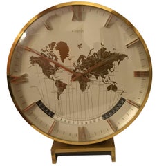 Retro Big Kienzle Weltzeituhr Modernist Table World Timer Zone Clock