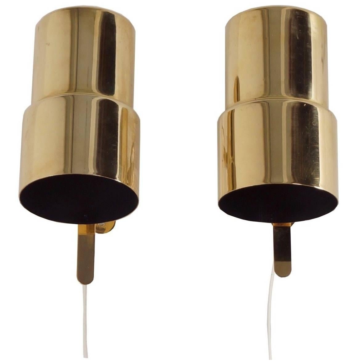 Brass Wall Lamps by Hans Agne Jakobsson for AB Markaryd, Set of Two, 1970s