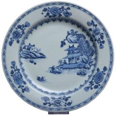 Antique Shipwreck Salvaged Porcelain Blue on White Nanking Plate - 1750 AD