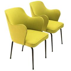 Italian Lime Green Armchairs, 1950s, Set of Two