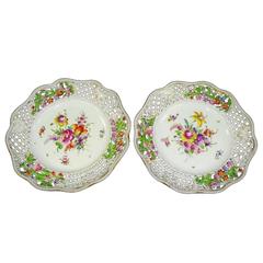 Pair of Two 19th Century Dresden-Meissen German Porcelain Cake Stands or Tazzas