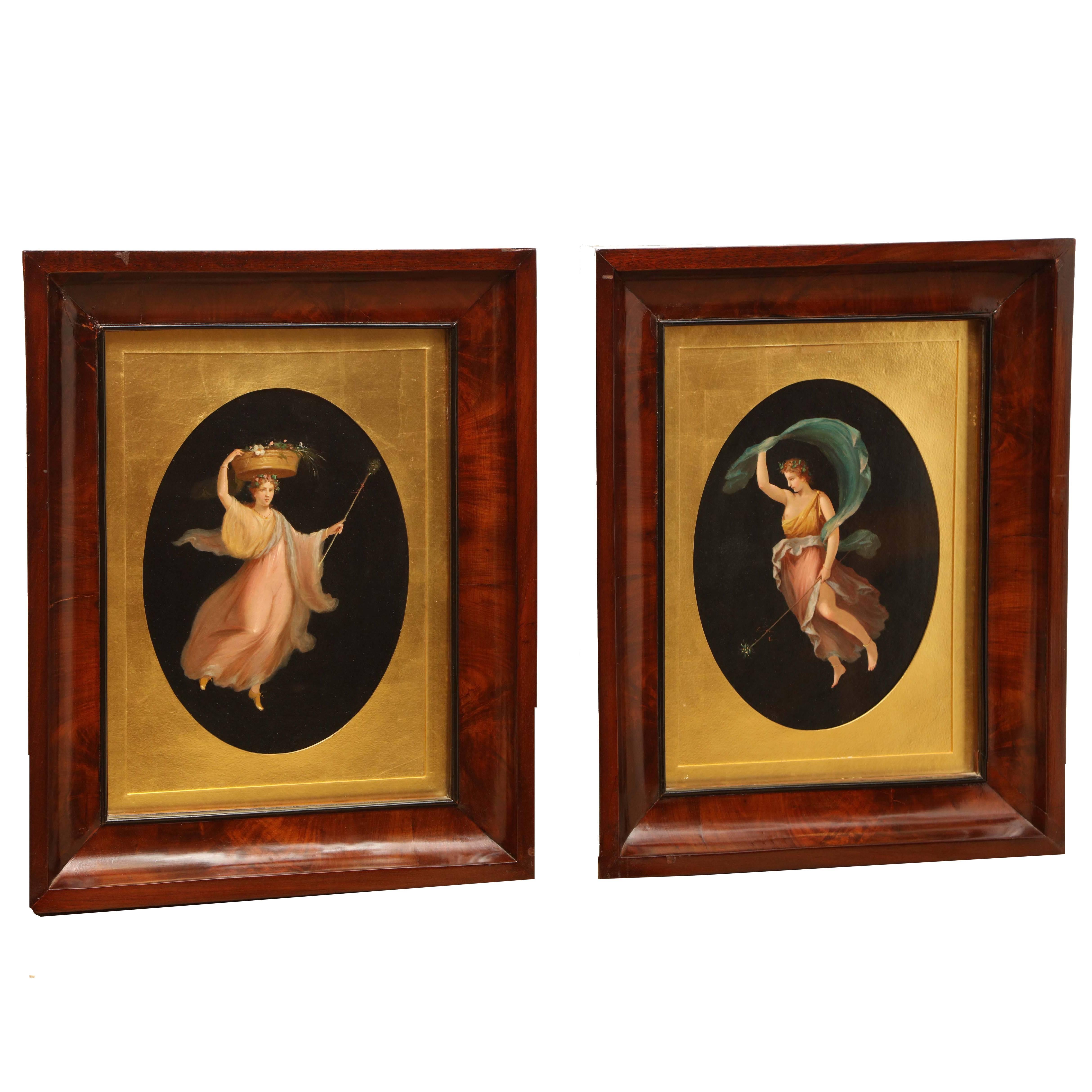 Two 19th Century Hand Colored Engravings of the Dancing Hours For Sale