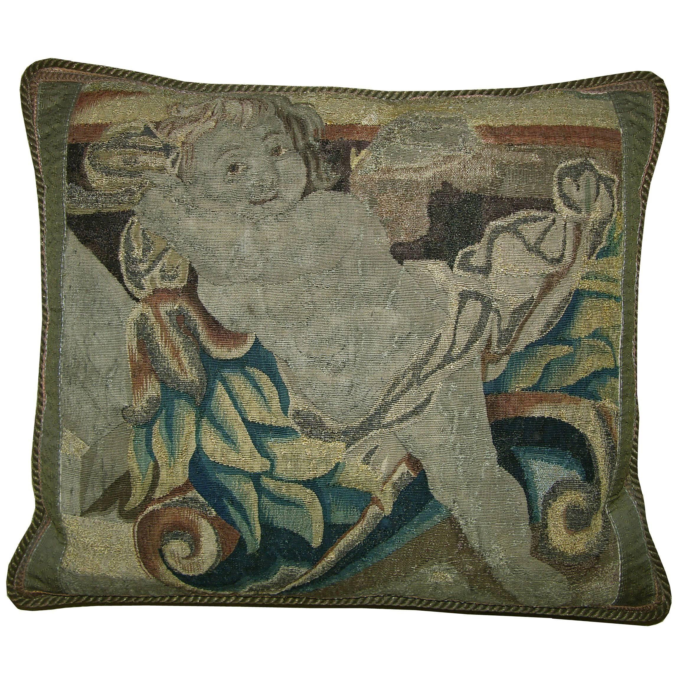Antique Brussels Tapestry Pillow, circa 1670