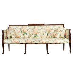Antique American Federal Birch-Inlaid Mahogany Settee Sofa, Massachusetts