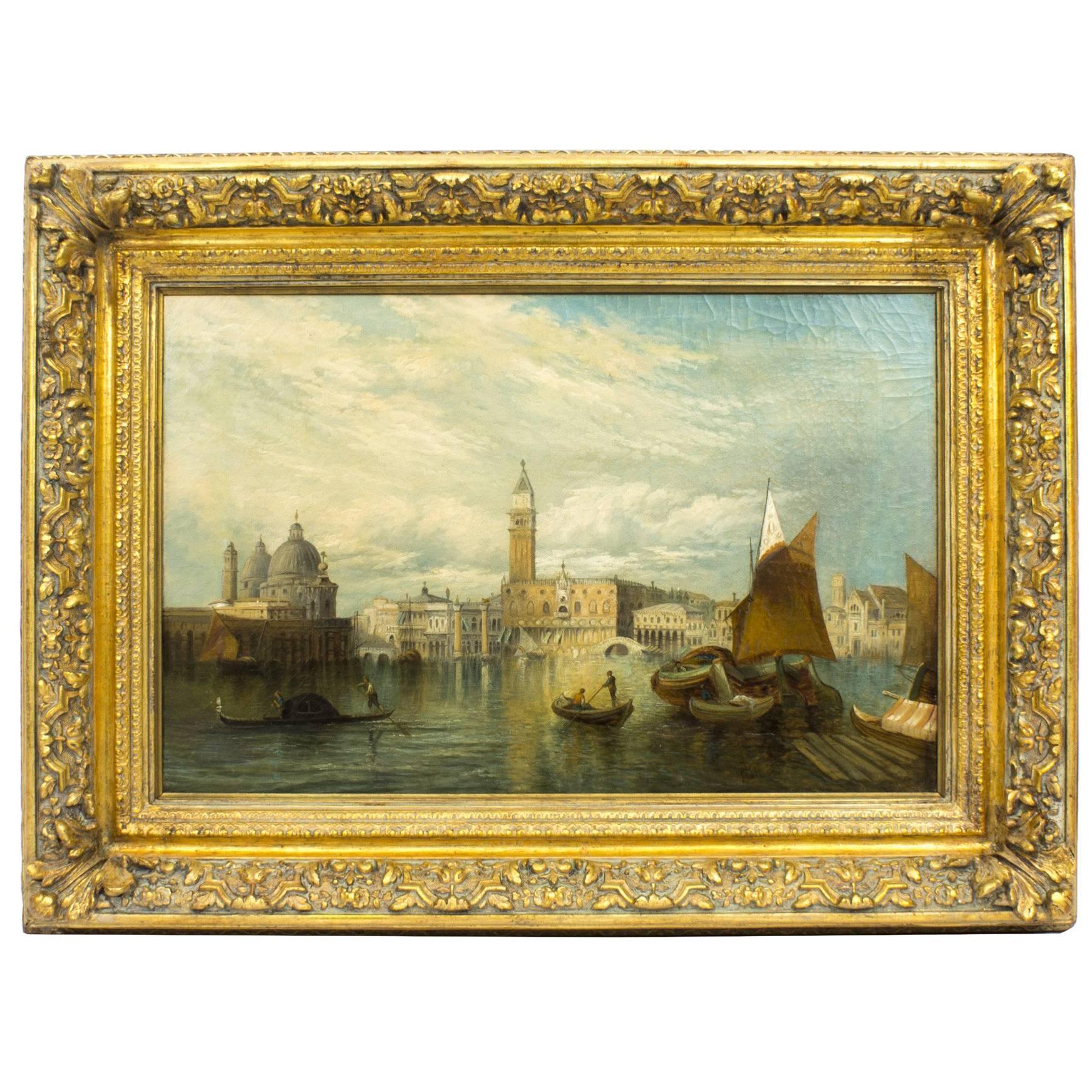 Antique Oil Painting Venice Alfred Pollentine